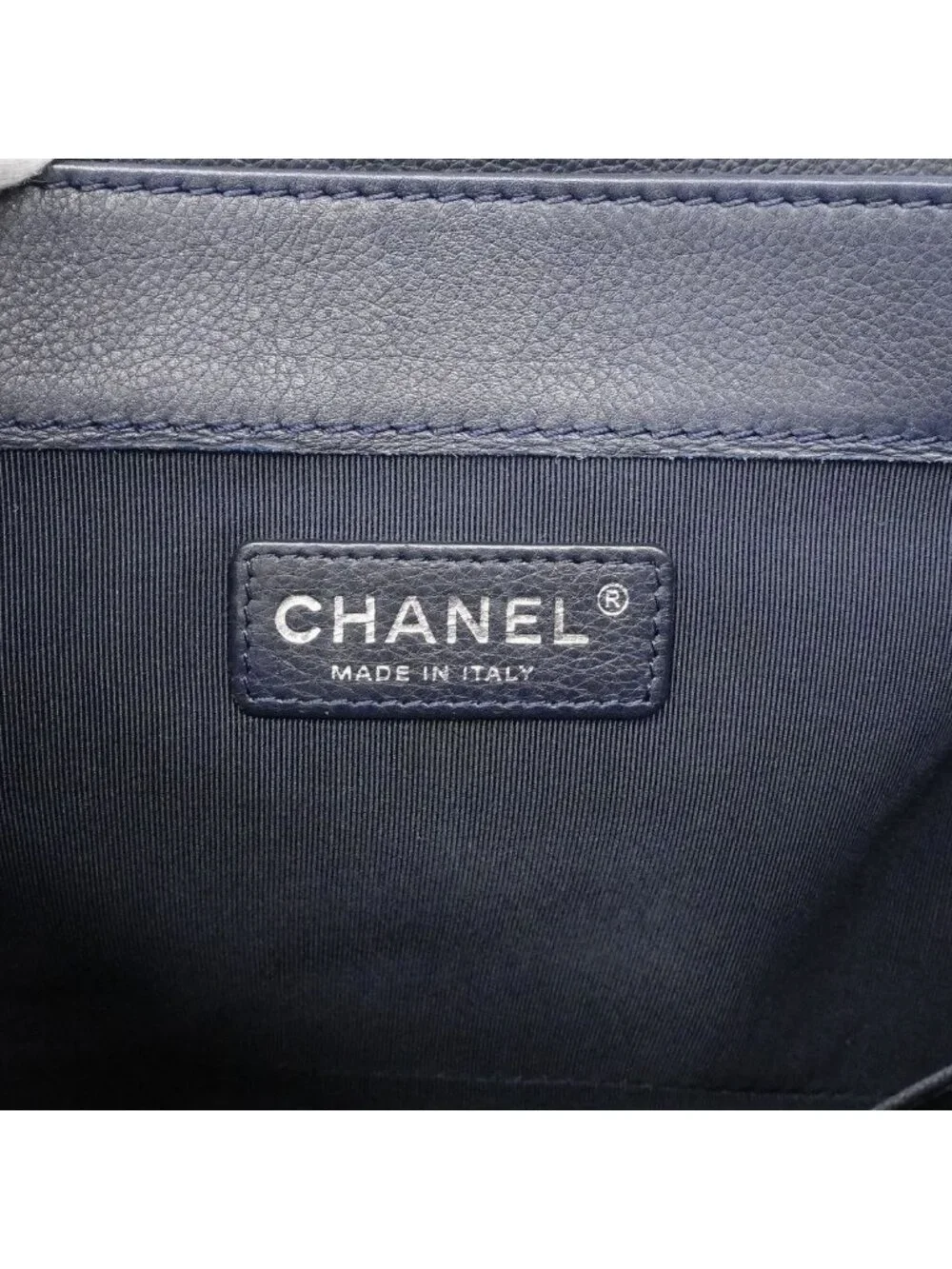 Chanel Shoulder Bag Boy Lambskin Navy Silver